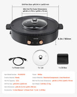 VEVOR Hot Pot with Grill 1800W 2-in-1 Electric Smokeless Grill and Hot Pot