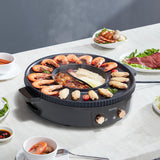 VEVOR Hot Pot with Grill 1800W 2-in-1 Electric Smokeless Grill and Hot Pot - Low Angle