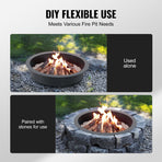 Fire Pit Ring, 40-Inch Outer/36-Inch Inner Diameter, 10inch Height 2.5mm Thick Fire Pit Insert, Heavy Duty Carbon Steel Liner DIY Campfire Ring above or In-Ground, for Outdoor Camping, Bonfires