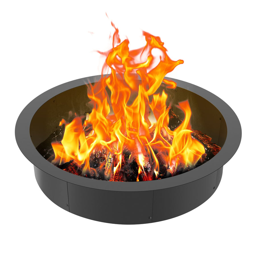 Fire Pit Ring, 40-Inch Outer/36-Inch Inner Diameter, 10inch Height 2.5mm Thick Fire Pit Insert, Heavy Duty Carbon Steel Liner DIY Campfire Ring above or In-Ground, for Outdoor Camping, Bonfires