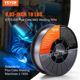 VEVOR Flux Core Welding Wire, E71T-GS 0.030-inch 10LBS, Gasless Mild Steel MIG Welding Wire with Low Splatter for All Position Arc Welding and Outdoor Use - Front View