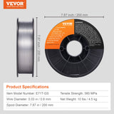 VEVOR Flux Core Welding Wire, E71T-GS 0.030-inch 10LBS, Gasless Mild Steel MIG Welding Wire with Low Splatter for All Position Arc Welding and Outdoor Use - Close-Up Angle