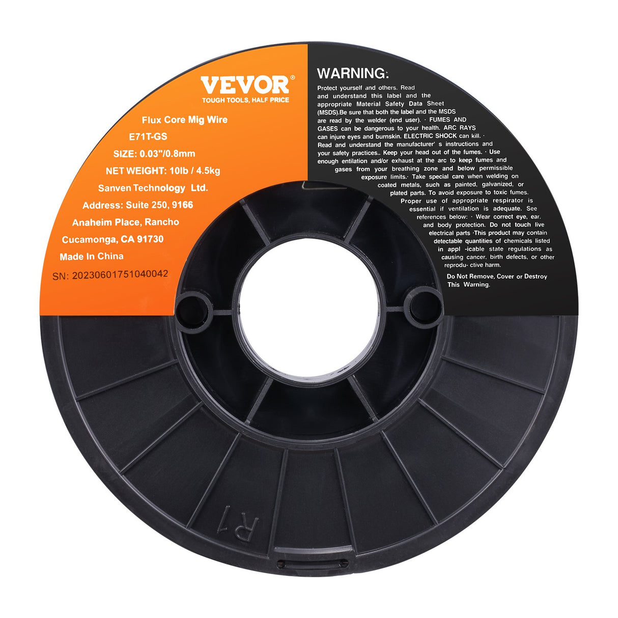 VEVOR Flux Core Welding Wire, E71T-GS 0.030-inch 10LBS, Gasless Mild Steel MIG Welding Wire with Low Splatter for All Position Arc Welding and Outdoor Use