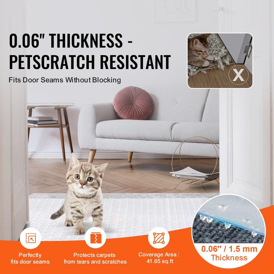 Carpet Protector for Pets, 15" x 4' PVC Scratch-Proof Cat Carpet Protector for Doorway, Anti-Slip Cat Scratch Protector Mat, Easy to Cut Plastic Carpet Scratch Stopper, Cat Scratch Guard Carpet