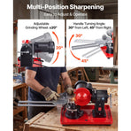 Circular Saw Blade Sharpener, 370W 2890RPM Rotary Angle Mill Grinder Sharpening Machine with 125mm Grinding Wheel & 6 Saw Centerings - Fits Φ80mm to Φ700mm Circular Saw Blades