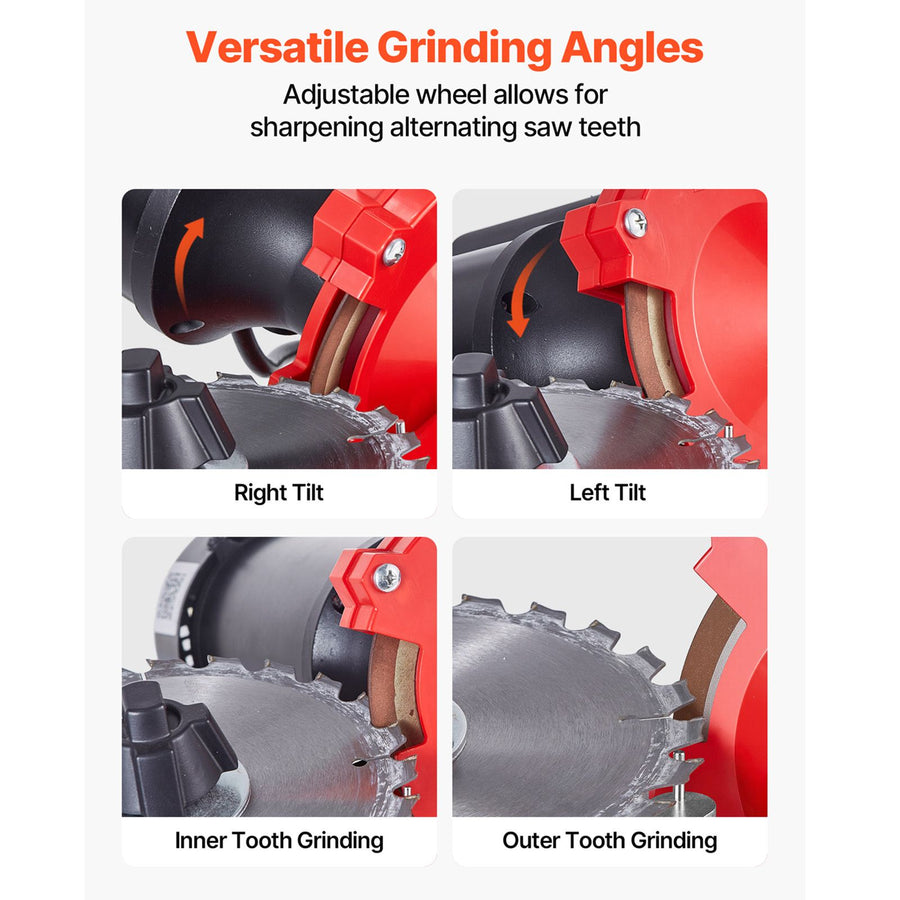Circular Saw Blade Sharpener with Water Tank, 370W 2890RPM Rotary Angle Mill Grinder, Water Injection Sharpening Machine with 125mm Grinding Wheel - Fits Φ80mm to Φ700mm Circular Saw Blades