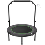 Foldable Mini Trampoline, 40 Inch Fitness Rebounder, Max Load 330lbs Exercise Trampoline, Stable & Quiet Trampoline with 4 Level Height Adjustable Foam Handle, for Adults Indoor/Garden Workout