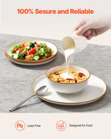 VEVOR 18 PCS Dinnerware Set Ceramic Plates and Bowls Sets Service for 6 White - Top-Down View