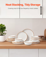 VEVOR 18 PCS Dinnerware Set Ceramic Plates and Bowls Sets Service for 6 White - Rear View