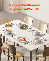 VEVOR 18 PCS Dinnerware Set Ceramic Plates and Bowls Sets Service for 6 White