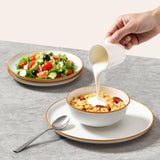 VEVOR 18 PCS Dinnerware Set Ceramic Plates and Bowls Sets Service for 6 White - Low Angle