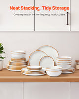 VEVOR 32 PCS Dinnerware Set Ceramic Plates and Bowls Sets Service for 8 White