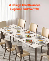 VEVOR 32 PCS Dinnerware Set Ceramic Plates and Bowls Sets Service for 8 White - Close-Up Angle