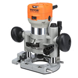 VEVOR Wood Router, 1.25HP 800W, Compact Wood Trimmer Router Combo Tool with Plunge and Fixed Base, 30000RPM 6 Variable Speeds, with 1/4'' & 5/16''