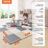 VEVOR Kids Foam Puzzle Floor Playmat 0.4 in 36 Pcs Interlocking EVA Soft Tiles
