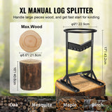 VEVOR Firewood Kindling Splitter, 9''x17'' XL Wood Splitter, Unique V-Shaped Finger-Safety Blade, Manual Log Splitter for Wood Splitting, Heavy Duty