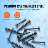 40 Pack Invisible Cable Railing kit, T316 Stainless Steel 3.2mm Invisible Receiver and Swage Stud End for Cable Railing, Swage Tensioner 3.2mm for Wood/Metal Post, Cable Railing Hardware, Black - Top-Down View
