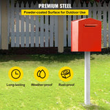 VEVOR Mailbox Post, 43" High Mailbox Stand, White Powder-Coated Mail Box Post Kit, Q235 Steel Post Stand Surface Mount Post for Sidewalk and Street