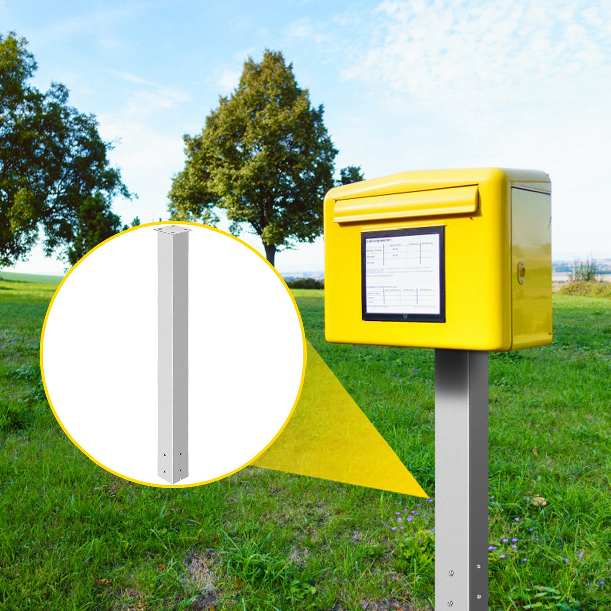 VEVOR Mailbox Post, 43" High Mailbox Stand, White Powder-Coated Mail Box Post Kit, Q235 Steel Post Stand Surface Mount Post for Sidewalk and Street