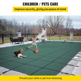 Pool Safety Cover Fits 16x32ft Rectangle Inground Safety Pool Cover Green Mesh with 4x8ft Center End Steps Solid Pool Safety Cover for Swimming Pool Winter Safety Cover