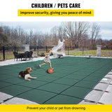 VEVOR Pool Safety Cover Fits18x36ft Inground Safety Pool Cover Green Mesh with 4x8ft Center End Steps Solid Pool Safety Cover for Swimming Pool Winter - Top-Down View