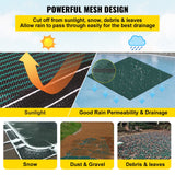 VEVOR Pool Safety Cover Fits18x36ft Inground Safety Pool Cover Green Mesh with 4x8ft Center End Steps Solid Pool Safety Cover for Swimming Pool Winter - 45-Degree Angle