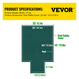 VEVOR Pool Safety Cover Fits 20x40ft Rectangle Inground Safety Pool Cover Green Mesh with 4x8ft Center End Steps Solid Pool Safety Cover for Swimming Pool Winter Safety Cover