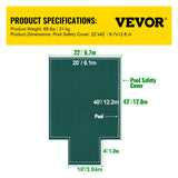 VEVOR Pool Safety Cover Fits 20x40ft Rectangle Inground Safety Pool Cover Green Mesh with 4x8ft Center End Steps Solid Pool Safety Cover for Swimming Pool Winter Safety Cover - Close-Up Angle