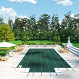 VEVOR Pool Safety Cover Fits 20x40ft Rectangle Inground Safety Pool Cover Green Mesh with 4x8ft Center End Steps Solid Pool Safety Cover for Swimming Pool Winter Safety Cover