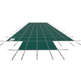 VEVOR Pool Safety Cover Fits 20x40ft Rectangle Inground Safety Pool Cover Green Mesh with 4x8ft Center End Steps Solid Pool Safety Cover for Swimming Pool Winter Safety Cover