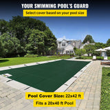 VEVOR Pool Safety Cover Fits 20x40ft Rectangle Inground Safety Pool Cover Green Mesh Solid Pool Safety Cover for Swimming Pool Winter Safety Cover - Front View