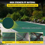 VEVOR Pool Safety Cover Fits 20x40ft Rectangle Inground Safety Pool Cover Green Mesh Solid Pool Safety Cover for Swimming Pool Winter Safety Cover - Side View