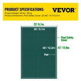 VEVOR Pool Safety Cover Fits 20x40ft Rectangle Inground Safety Pool Cover Green Mesh Solid Pool Safety Cover for Swimming Pool Winter Safety Cover - Close-Up Angle