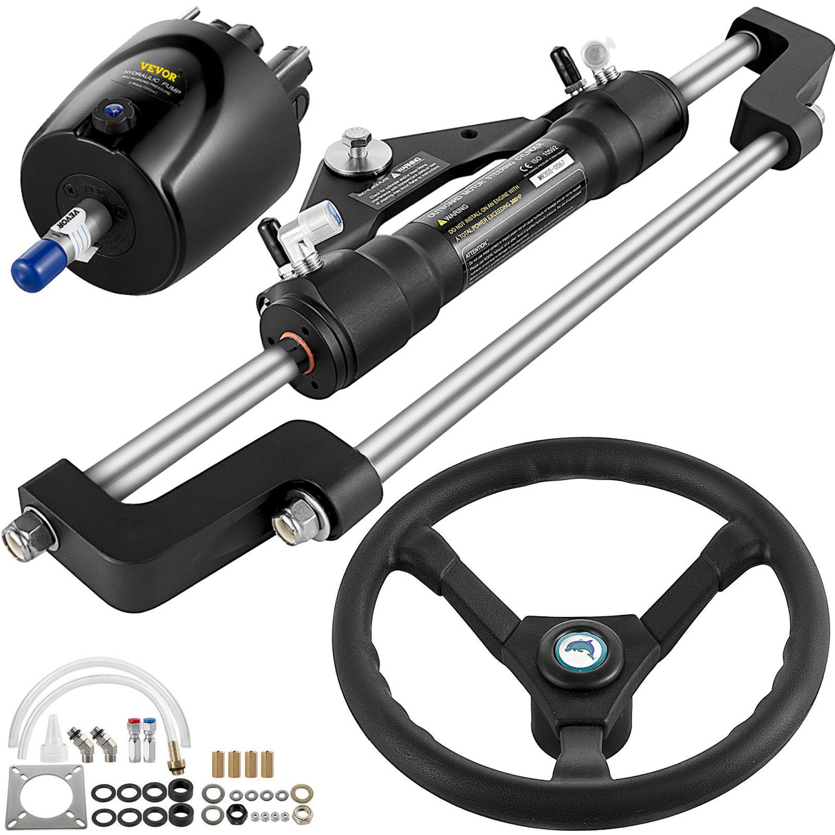 VEVOR Hydraulic Steering Kit 300HP, Hydraulic Boat Steering Kit Helm Pump, Hydraulic Boat Steering Kit Without Hydraulic Steering Hose for Boat