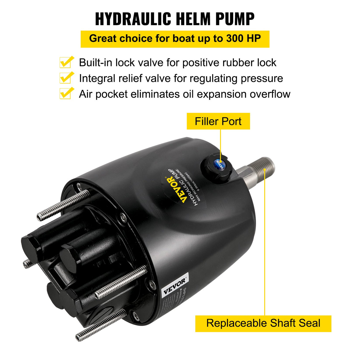 VEVOR Hydraulic Steering Kit 300HP, Hydraulic Boat Steering Kit Helm Pump, Hydraulic Boat Steering Kit Without Hydraulic Steering Hose for Boat