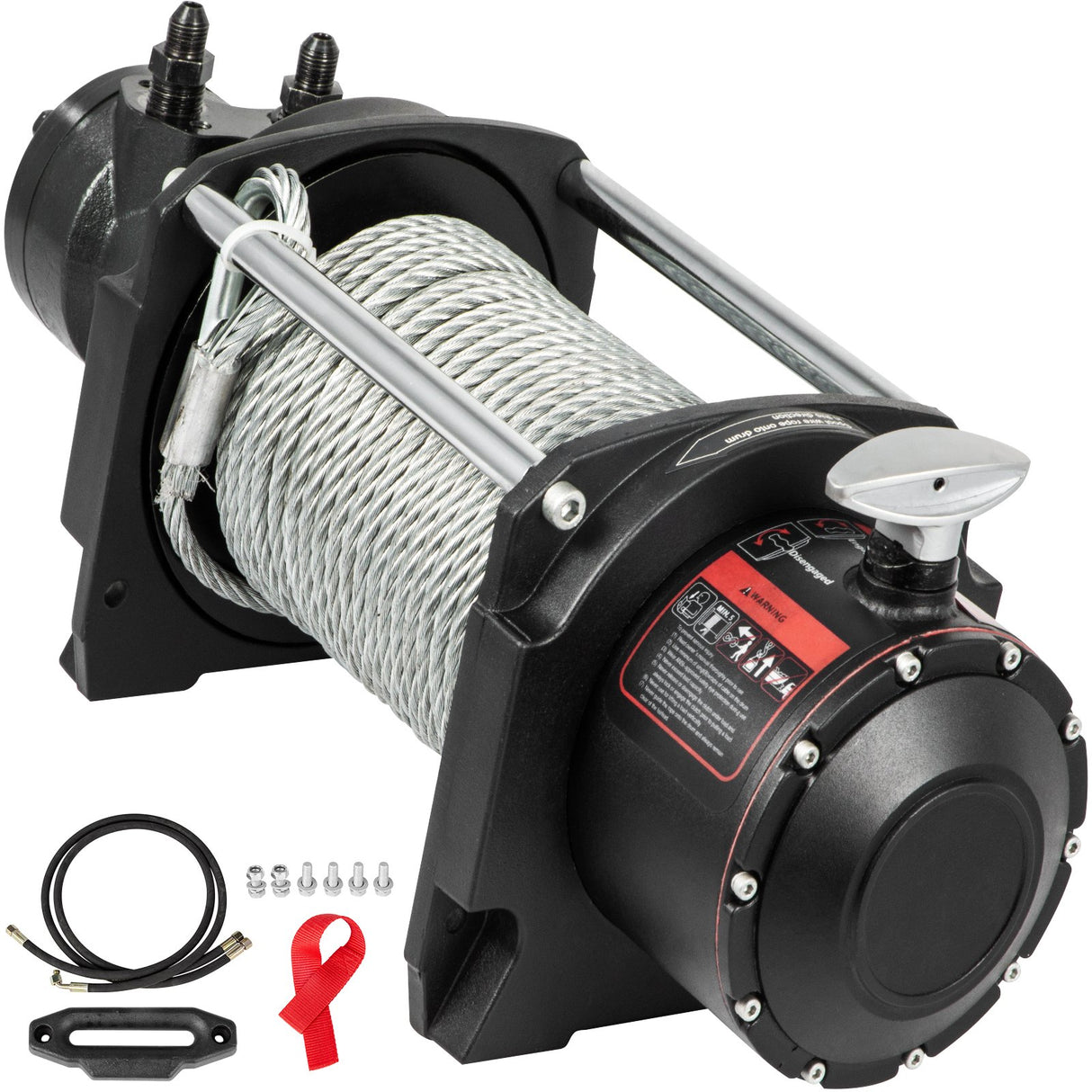 VEVOR Industrial Hydraulic Winch 4535kg, Hydraulic Anchor Winch with 24m Strong Steel Cable, Hydraulic Drive Winch Adapter Kit, Utility Winch with Mechanical Lock for Tacoma Yukon Hummer, etc.