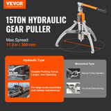 VEVOR Hydraulic Gear Puller 15 Ton Wheel Pulley Bearing 2 or 3-Jaw with Case