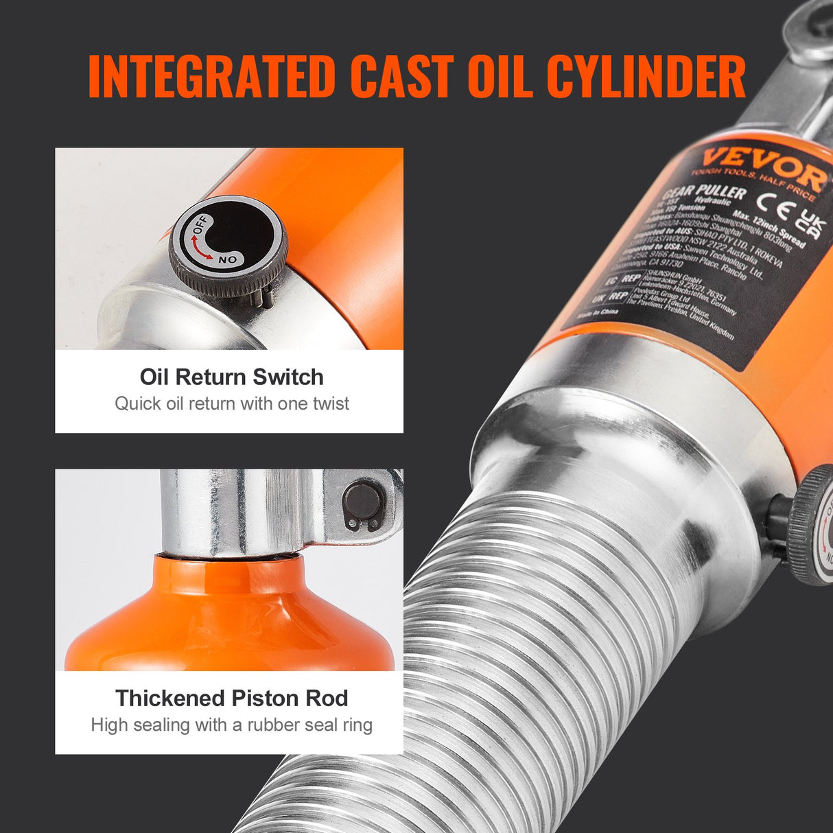 VEVOR Hydraulic Gear Puller 15 Ton Wheel Pulley Bearing 2 or 3-Jaw with Case