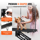 VEVOR 109cm Hydraulic Pet Grooming Table, Heavy Duty Dog Grooming Arm for Medium/ Small Dogs, Height Adjustable Dog Grooming Station, Anti Slip