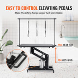 VEVOR 109cm Hydraulic Pet Grooming Table, Heavy Duty Dog Grooming Arm for Medium/ Small Dogs, Height Adjustable Dog Grooming Station, Anti Slip Tabletop /Dog Grooming Station, Max Bearing 182kg - 45-Degree Angle