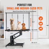 VEVOR 109cm Hydraulic Pet Grooming Table, Heavy Duty Dog Grooming Arm for Medium/ Small Dogs, Height Adjustable Dog Grooming Station, Anti Slip Tabletop /Dog Grooming Station, Max Bearing 182kg - Rear View