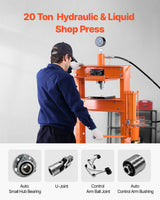 VEVOR 20 T Hydraulic Shop Press Hydraulic Press with Press Plate for Bending - Front View