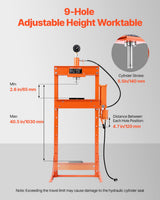 VEVOR 20 T Hydraulic Shop Press Hydraulic Press with Press Plate for Bending - Side View