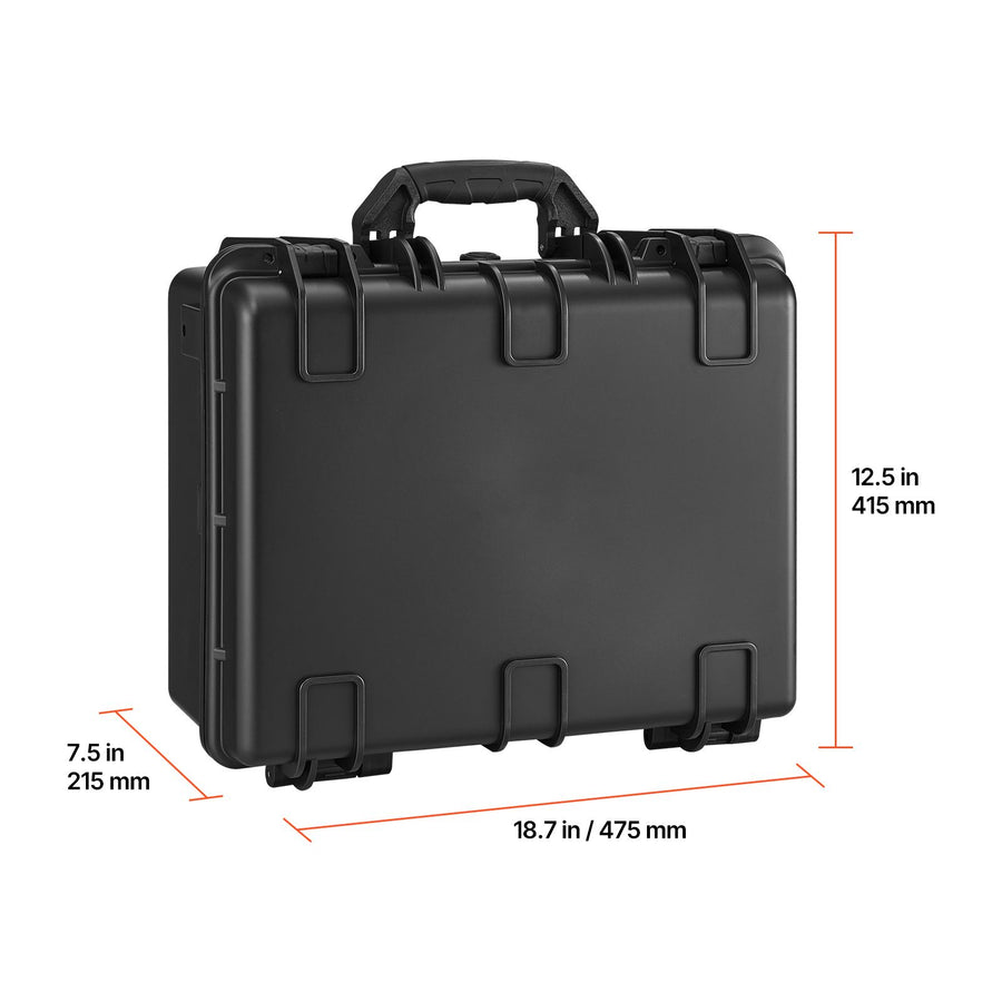 Hard Pistol Case, Heavy Duty Hard Gun Case with XPE Foam Lining, Waterproof Pistol Storage Box with Customizable Interior & Handle for Gun, Lenses, Camera, Gear, TSA Compliant, 475x415x215 mm