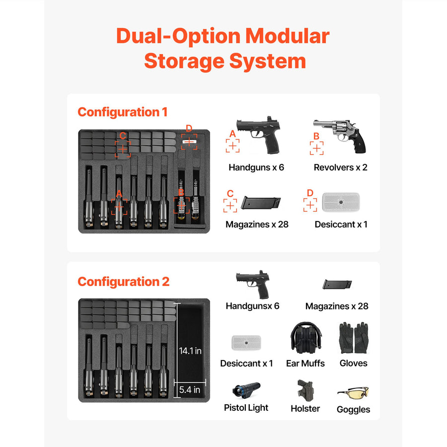 Hard Pistol Case, Heavy Duty Hard Gun Case with XPE Foam Lining, Waterproof Pistol Storage Box with, Storage