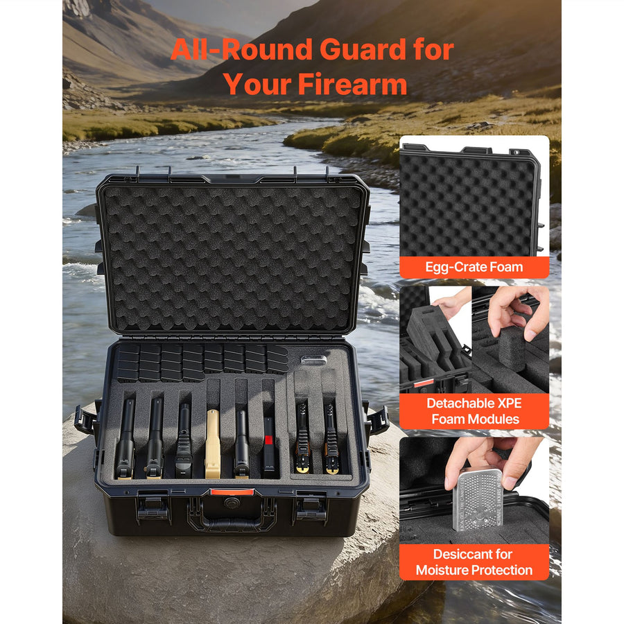 Hard Pistol Case, Heavy Duty Hard Gun Case with XPE Foam Lining, Waterproof Pistol Storage Box with, image 5