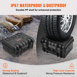 VEVOR Hard Pistol Cases with Pre-cut PU Foam, Waterproof & Dustproof Hard Gun Case for 2 Pistol, 14.1×11.5×7.6 in Lockable Pistol Case, Black - Side View