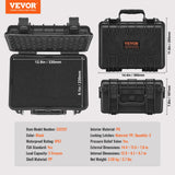 VEVOR Hard Pistol Cases with Pre-cut PU Foam, Waterproof & Dustproof Hard Gun Case for 2 Pistol, 14.1×11.5×7.6 in Lockable Pistol Case, Black - Close-Up Angle