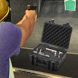 VEVOR Hard Pistol Cases with Pre-cut PU Foam, Waterproof & Dustproof Hard Gun Case for 2 Pistol, 14.1×11.5×7.6 in Lockable Pistol Case, Black - Low Angle