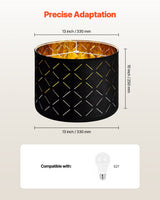Drum Lamp Shade 2 Set, 33 cm Top x 33 cm Bottom x 25 cm High, Medium Drum Lampshade with Harp, Replacement Lamp Shade for Table Lamps Floor Lamps Pendant Lights, Black Diamond Hollow Design